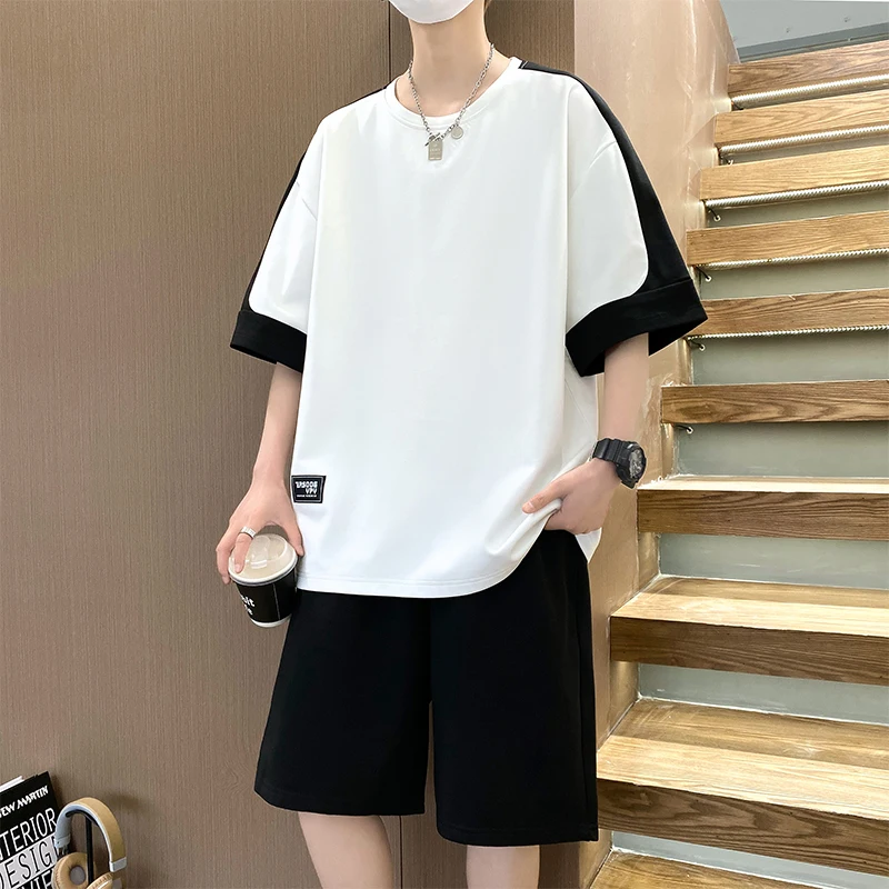 Men Oversized 8XL T-Shirts Shorts Sets Brand Short Tracksuit Men 2 Piece Outfits Korean Fashion Summer Streetwear Mens Clothes