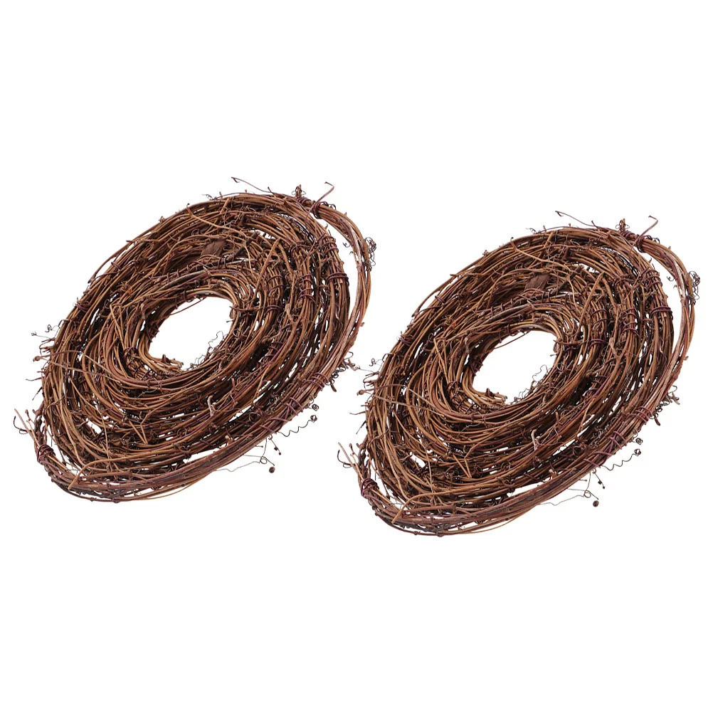 2 Pcs Natural Rattan Wreath Garland Hanging Vine Twig Coffee DIY Crafts Making Decor