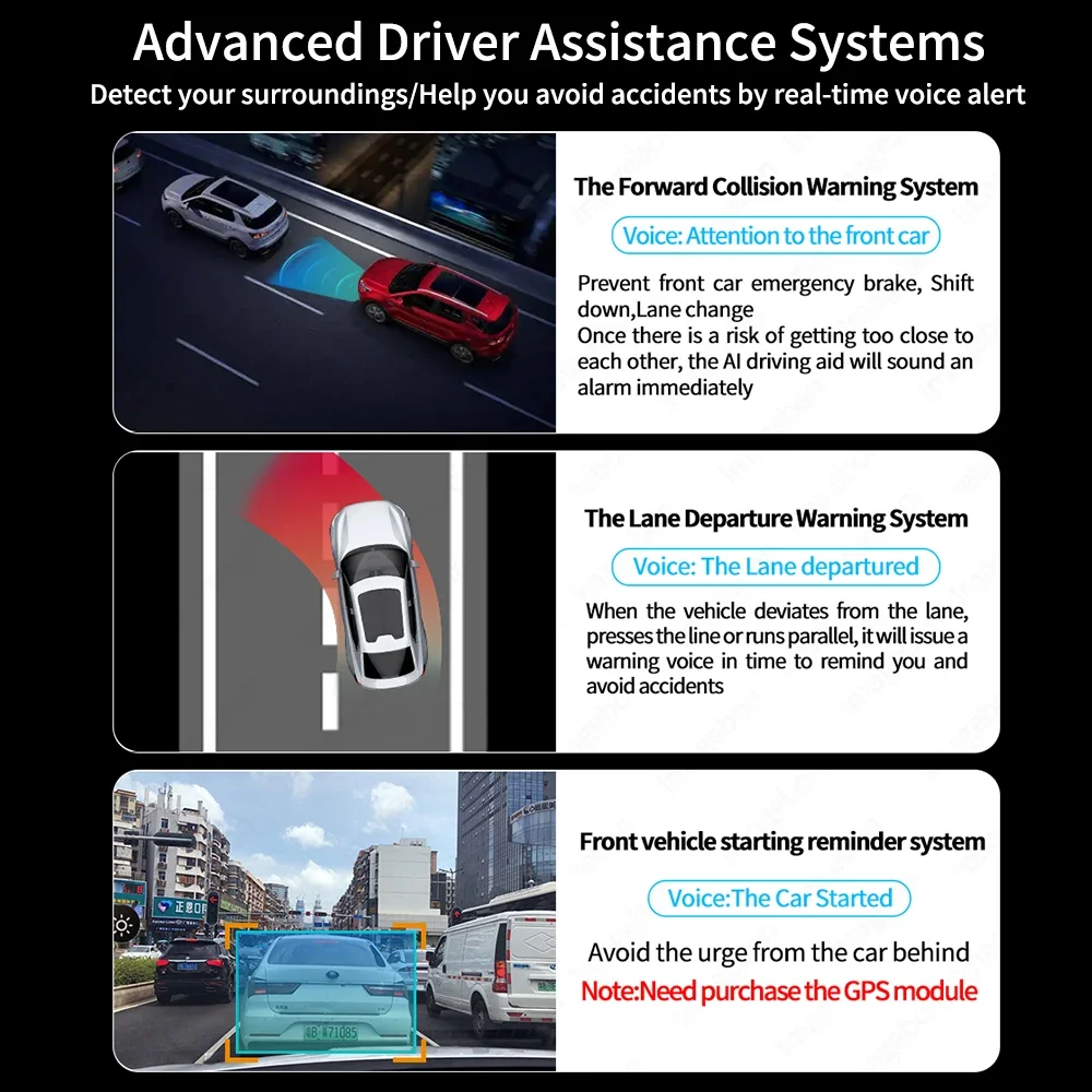 10.26" 4K Dash Cam ADAS Wireless Carplay & Android Auto Car DVR 5G WiFi GPS Navigation Rearview Camera Dashboard Video Recorder image 3