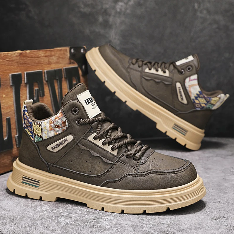 عالية الجودة أحذية رجالي 2025 نمط جديد الشتاء المضادة للانزلاق سميكة سوليد مقاومة للاهتراء في الهواء الطلق حذاء للسير مسافات طويلة الرجال أحذية العمل الجلدية