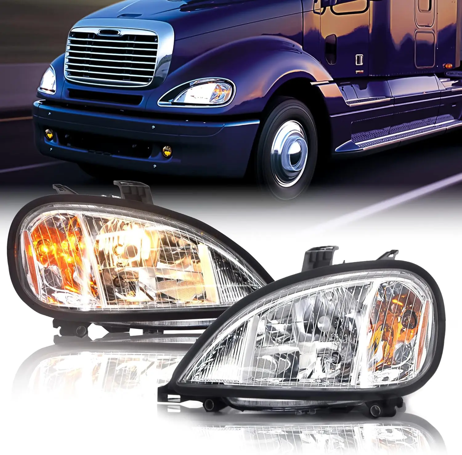 

ПАРА замены фар для полугрузовиков Freightliner Columbia 1996-2017 годов [в комплект входят все лампочки] водитель левый пассажир с правой стороны