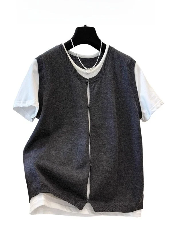 

Мужской вязаный свитер большого размера (300 Pou) с коротким рукавом, базовый слой для ранней осени, молодежный, из волокон Vitali Sleeen Fiber