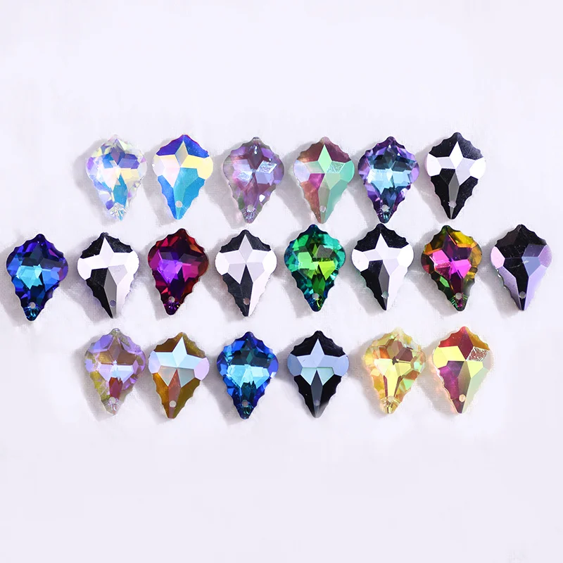 22mm Single Hole Charms Crystal Baroque Pendants Maple Leaf Shape Glass Beads For Jewelry Making Necklace Earrings DIY view 6