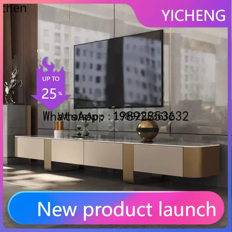 

KTZZ light luxury high-end rock slab round coffee table TV cabinet combination small apartment