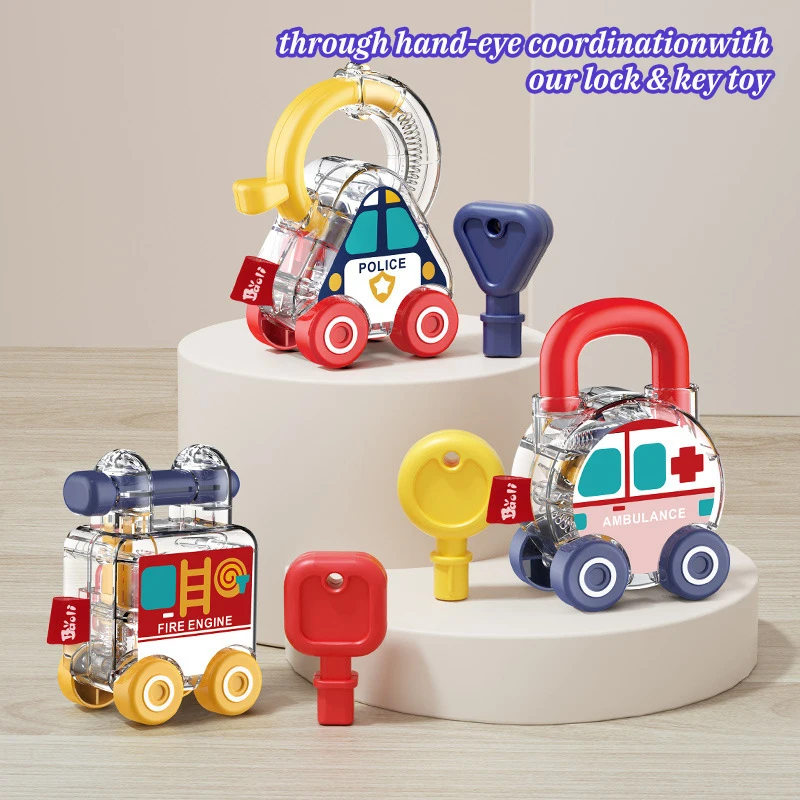 

Montessori Baby Learning Lock with Key Car Games Toy Take Exercise Children Brain Development Hand-Eye Coordination Sensory Toys