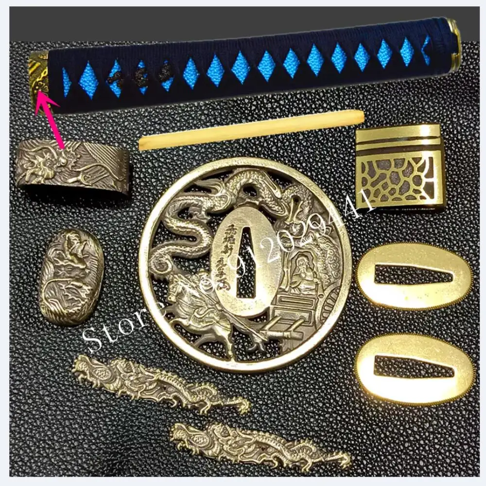 

Ручка 26 см для японского самурайского меча Катана/Wakizashi/Tanto Dragon Guard, набор аксессуаров, латунь Tsuba + Menuki + Fchi + Cashira + Hugo