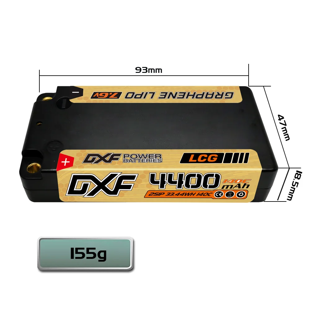 DXF 2S Shorty Lipo Battery 7.6V 140C 4400mAh 5mm T Plug Hardcase For 1/10 Buggy Truggy Offroad Boat Car Truck RACING Helicopter