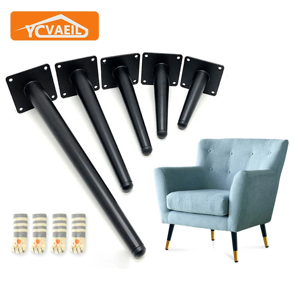 

4pcs Metal Legs for Furniture Table Replacement Leg Black Gold Dresser Desk TV Cabinet Bed Sofa Chair Feet Inclined 10cm-55cm