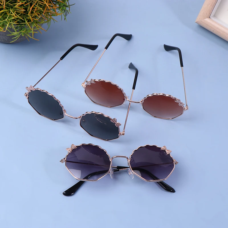 Trendy Fashion Boys And Girls Bow Metal Sunglasses Polygon Trend Children's Sunglasses Kids Outdoor UV Eyewear