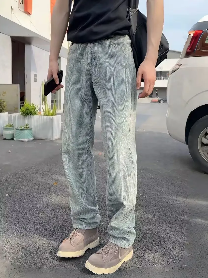 

Spring Summer Men's Slim Fit Straight Leg Jeans Elastic Loose Breathable Thin Starry Pattern Casual Comfortable Denim Pants