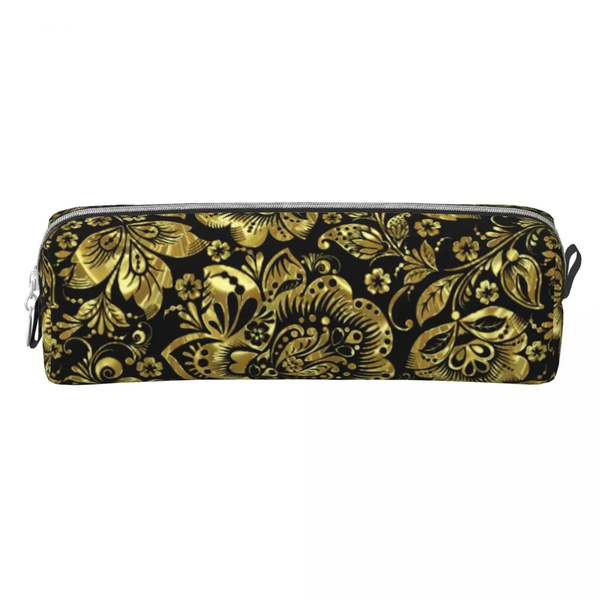 Gold Baroque Floral Pencil Case Vintage Flower Pencil Bag Students Portable Back To School Pencil Cases Stationery Organizer