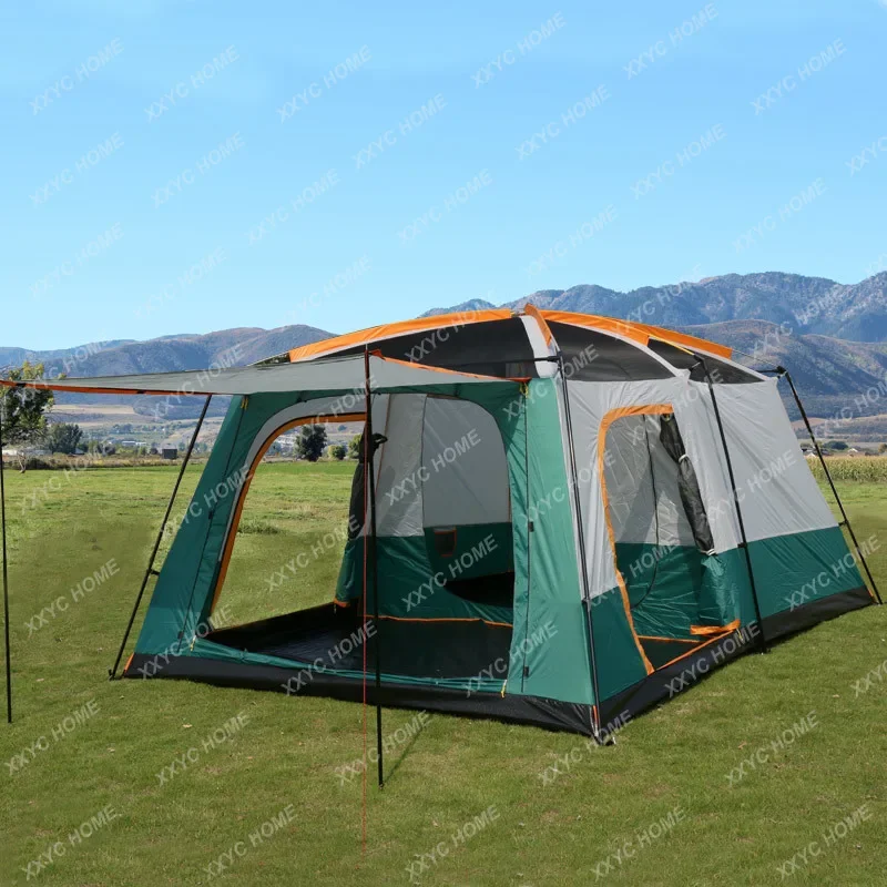 Two Bedrooms and One Living Room Tent Outdoor Camping Rain-Proof 8 People 10 People 12 People Two Rooms and One Living