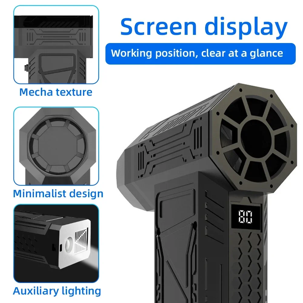 500000RPM Mini Turbo Jet Fan with Led Display&Light Electric Air Duster Adjustable wind speed Blower Rechargeable for computer