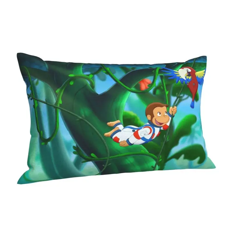 Custom Fashion Curious George Monkey Anime Cushion Cover 75cm x 50cm Polyester Pillowcase for Bed Sofa Rectangle Pillowcase