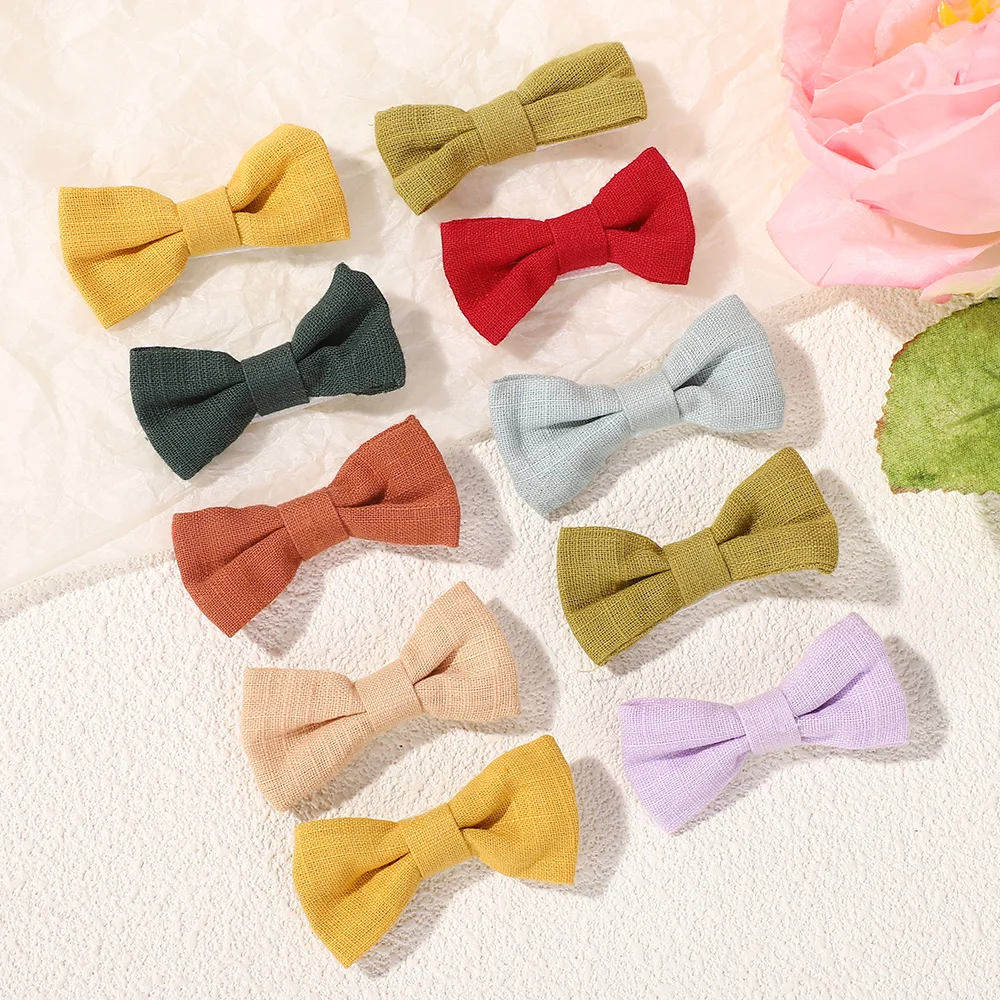 40pcs 어린이 무작위 컬러 활 머리핀 면화 헤어 클립 소녀 사랑스러운 Bowknot Hairgripe 유아 머리 장식 아기 헤어 액세서리
