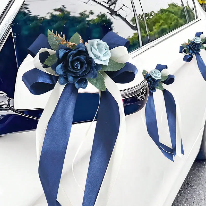 1 Stück Hochzeitsauto-Rückspiegel-Türgriff-Dekoration, europäischer und amerikanischer Retro-Farbblumenstrauß, Hochzeitsstuhl-Rückenlehnen-Dekoration