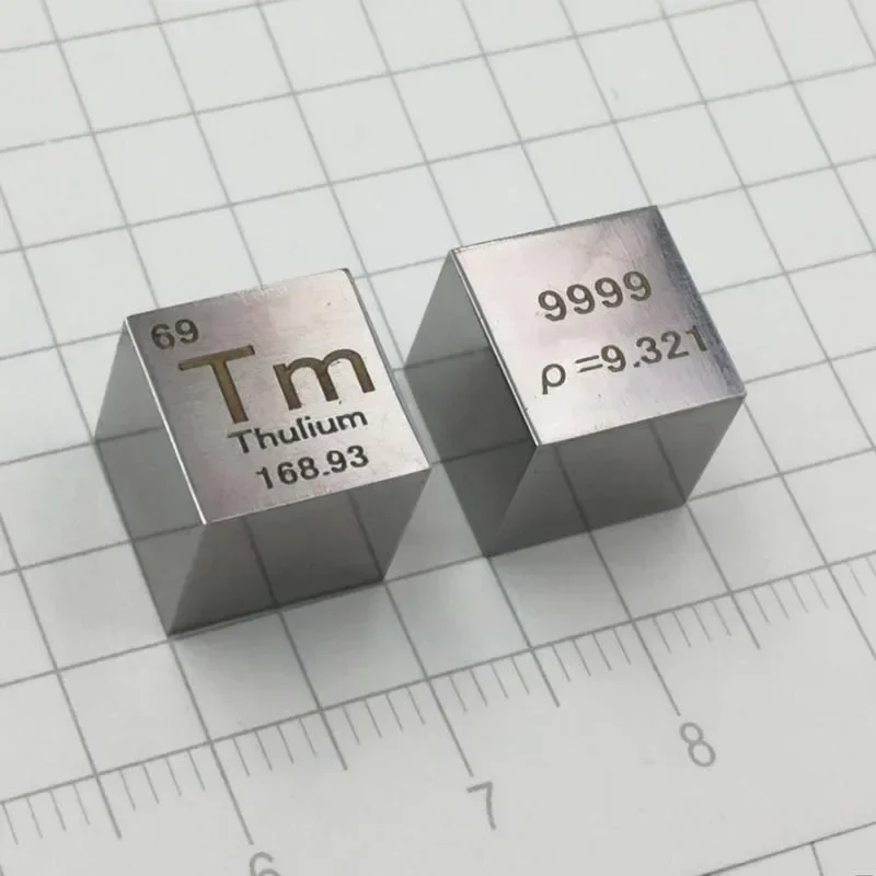 10mm Thulium Tm Cubic Periodic Table Cube 99.99% Pure Thulium Cubic Metal Gift Rare Metal Thulium Element Block