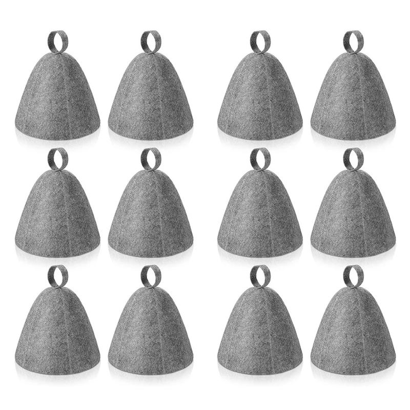 KSOL 12Pcs Sauna Hat Felt Bath Hat Head Protection Absorbent Sauna Cap for Sauna Shower Bath Steam Room Accessories