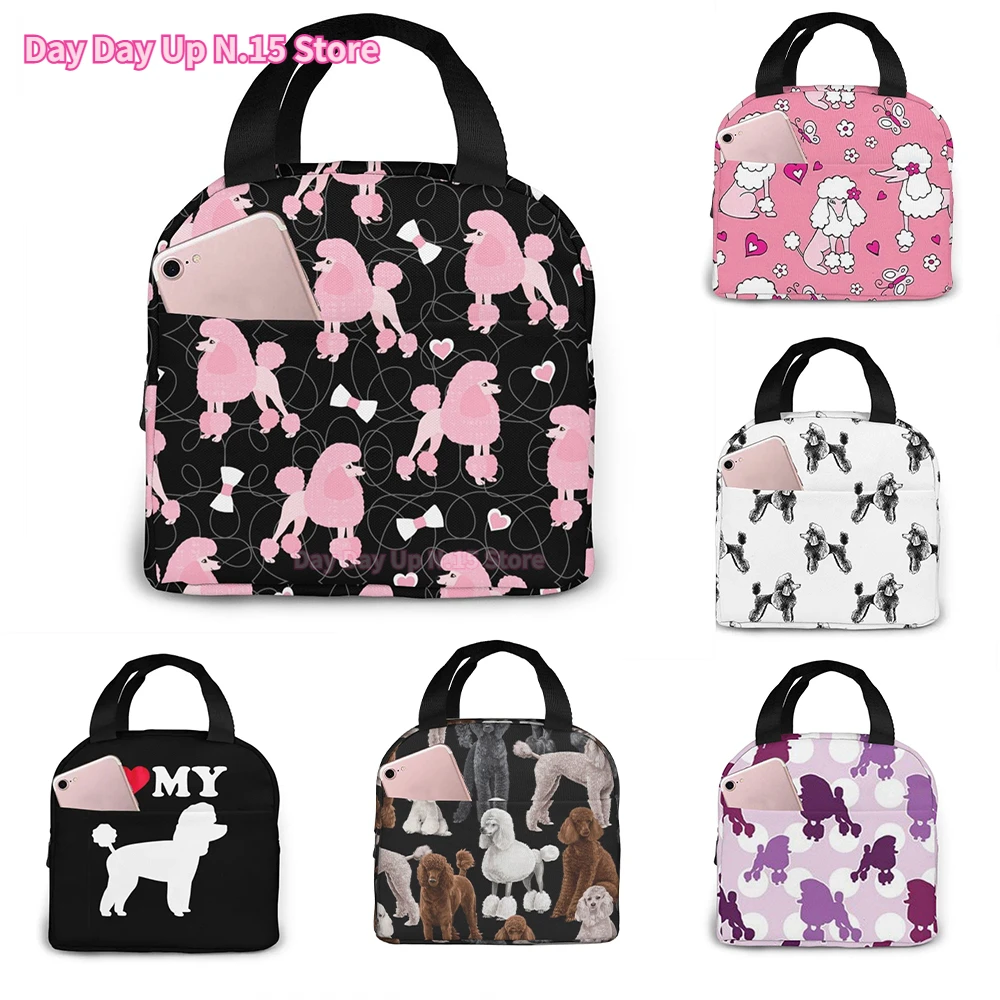 Pink Poodles And Bows Portable Insulated Lunch Bag For Women Men Cooler Tote Box For Travel Work