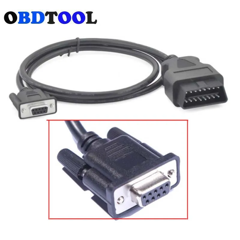 OBD2 16Pin Male Extension Cable Convert DB9 PIN New Car OBD 16Pin To DB 9PIN Serial RS232 Connector OBDII 16 Pin To DB9 Female