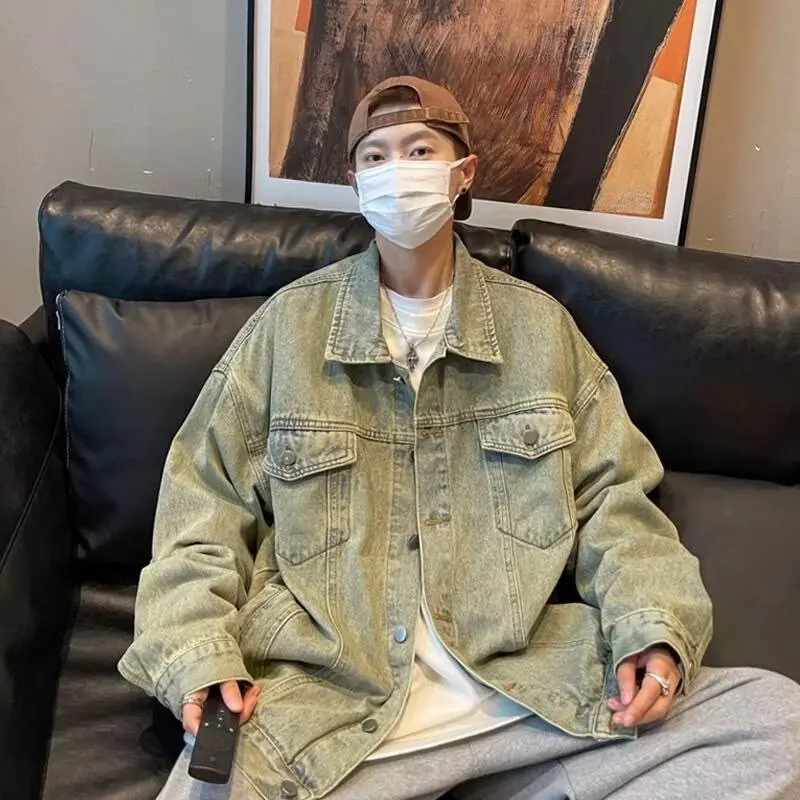 

New 2024 Men's Casual Denim Jaet plus Size 250 Pou Trendy Brand Leisure Teenage Student Top Autumn Winter Outerwear