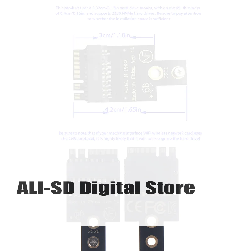 M.2 A+E To NVME SSDs Adapters M.2 WIFI Interfaces A+E To M PCIE4.0 Risers Card With Bracket For 2230 NVME SSDs