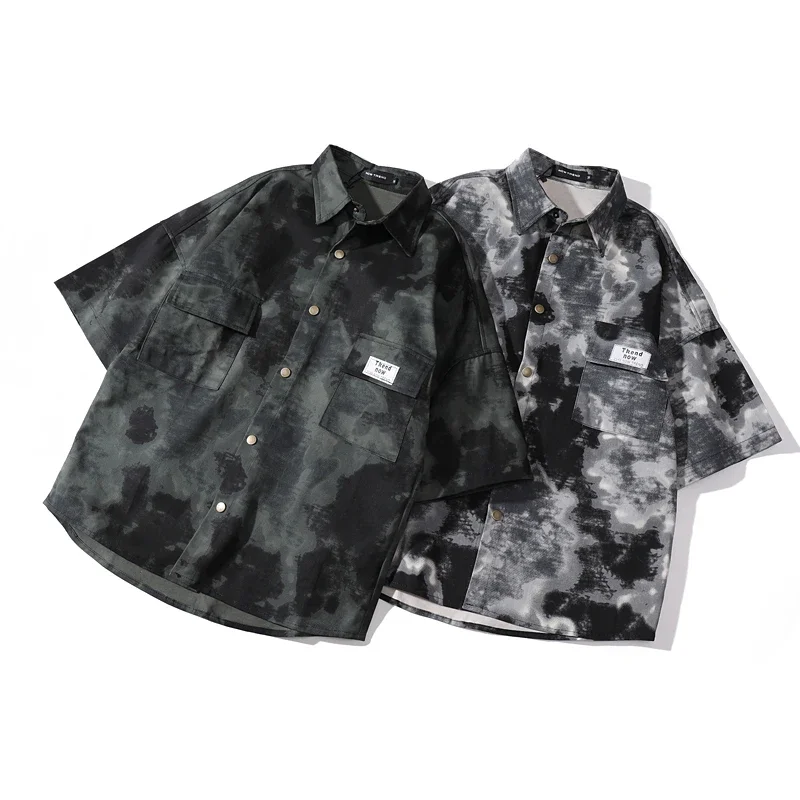 Oversized Heavy Cotton Camouflage Summer New Original Short Sleeve Shirts Casual Loose Fashion for Men