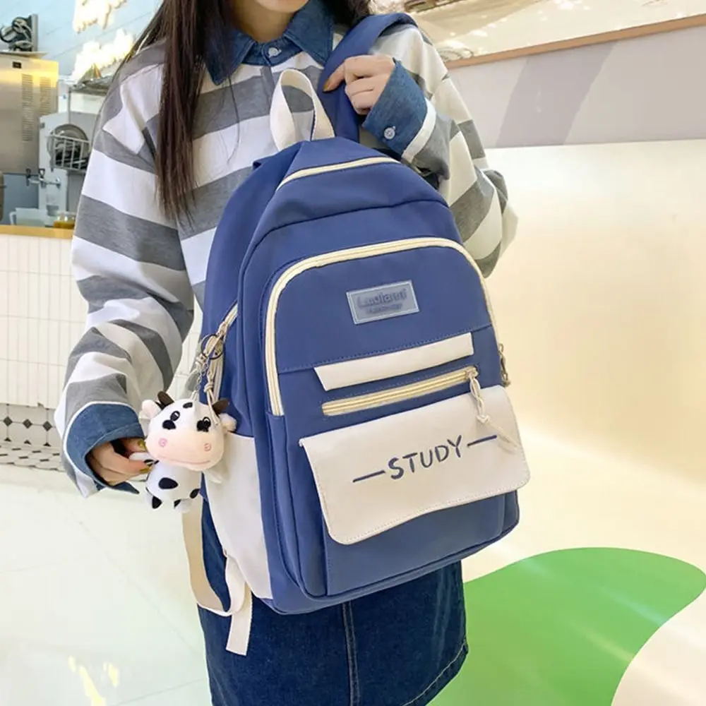 Nylon Large Capacity Backpack Fashion Waterproof Pure Colour Rucksack Bags Multi-function Bagpack Teenage Boys Girls