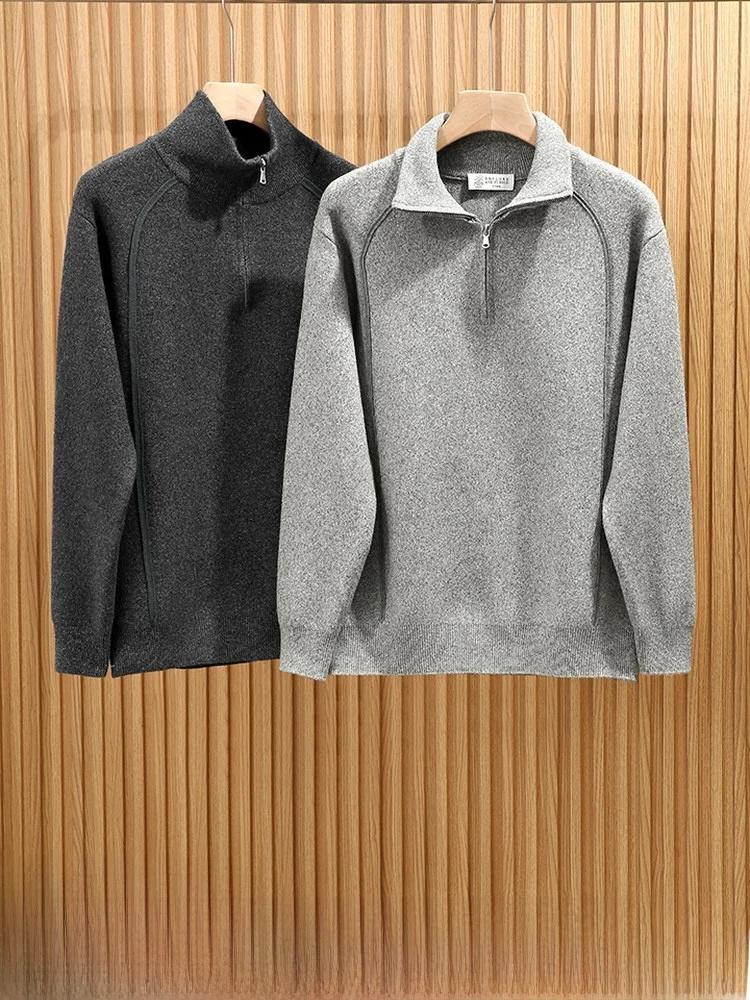 

Warm And ! mat Sle! Autumn Winter Men's Heavyweight f Zip 3D Cut Thermal Knitted Jaet Casual Wear