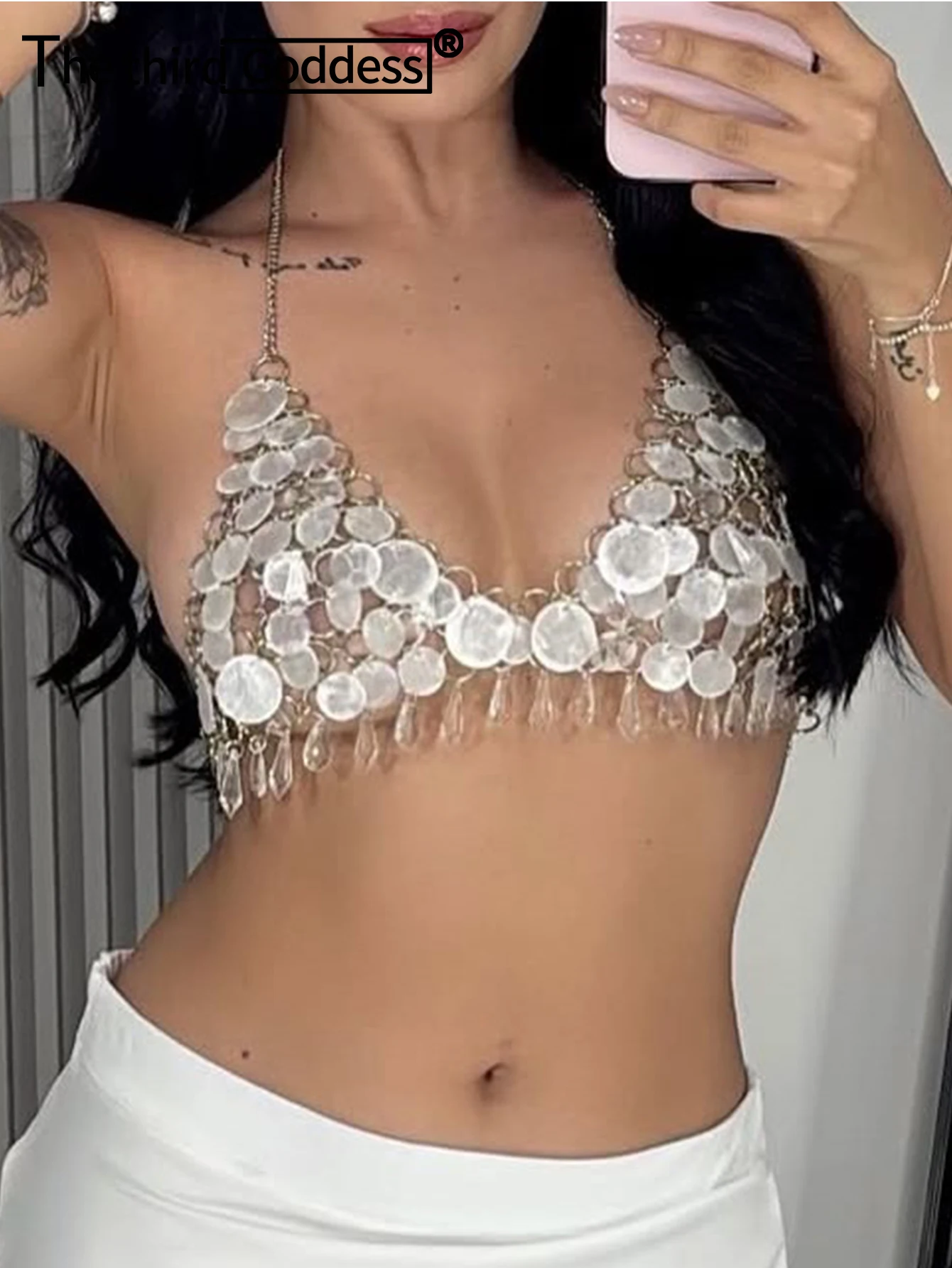 

Сексуальный прозрачный металлический корсет с блестками, укороченный топ, женские летние топы для пляжного клуба, вечерние топы для женщин, одежда y2k, укороченная майка с лямкой на бретельках