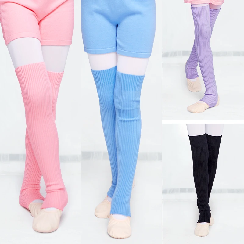 جديد بنات الباليه تدفئة الساق محبوك الركاب تدفئة الساق الشتاء اضافية لينة طويلة تدفئة الساقين للرقص اليوغا جوارب محبوكة #4