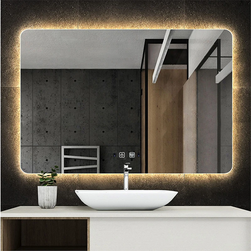 Custom Size:70x100cm Smart Rectangular Makeup Bathroom Mirror Three Color LED Vanity Mirror With Anti-fog,Motion Sensor