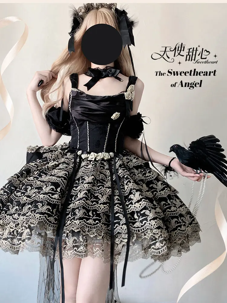 

Lolita Style Cute Sweet Girl Summer Birthday Party Wear Match Dress Short Evening Cake Pettiskirt