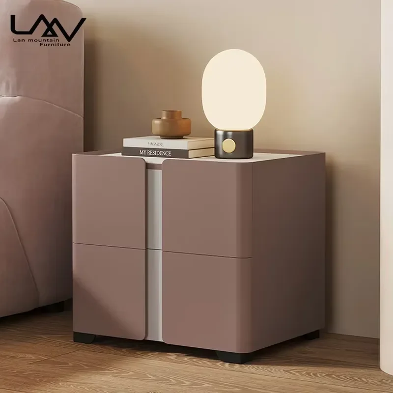 Modern Light Style Wood Frame Nightstand Bed Side Table with Drawer Use for Hotel Bedroom Furniture