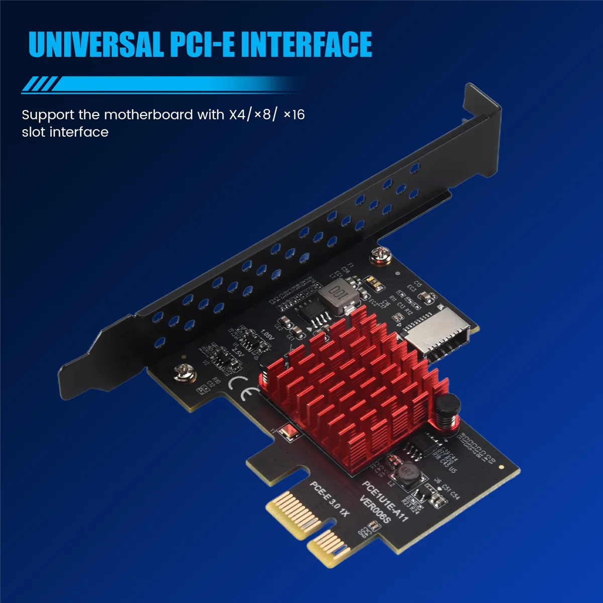 PCIE USB 3.1 GEN2 การ์ดขยาย Type-E, 10Gbps PCI Express 3.0 1X ถึง 20Pin แผงด้านหน้าประเภท C สําหรับ 10/8
