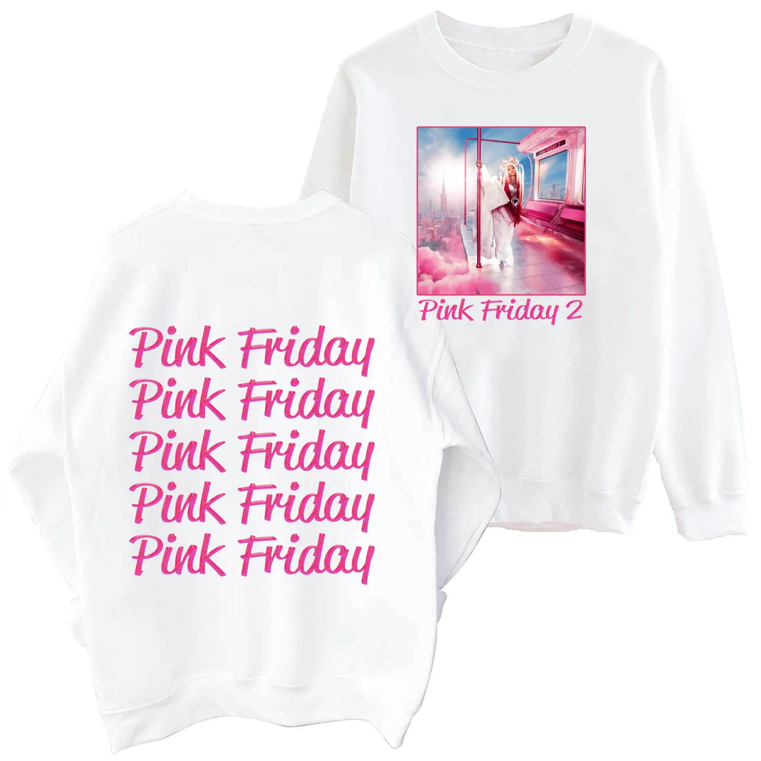 Nicki Minaj Pink Friday 2 Sweatshirt Man Woman Harajuku Hip Hop Round Neck Long Sleeve Oversized