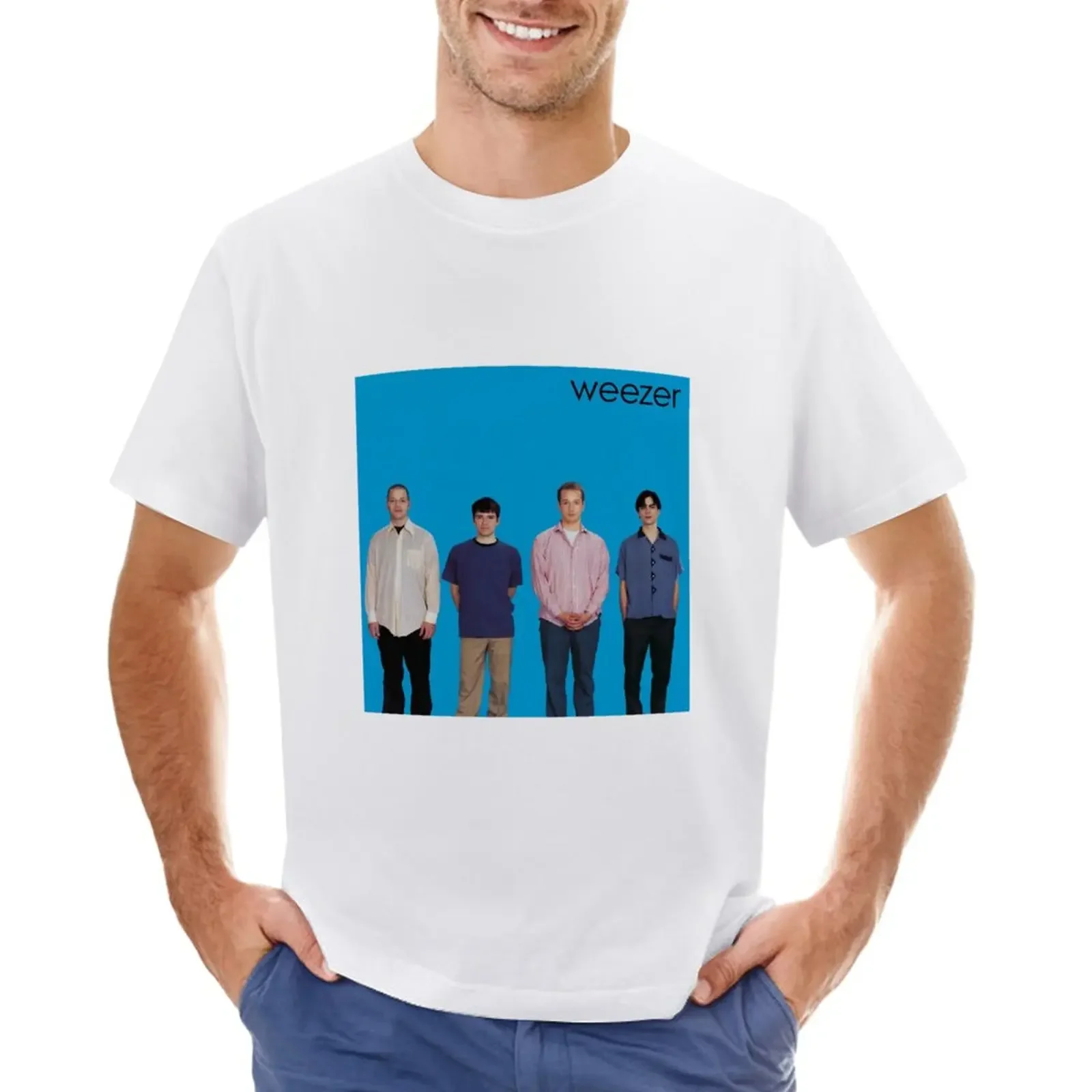 Weezer blue album T-Shirt boys whites aesthetic clothes mens clothing