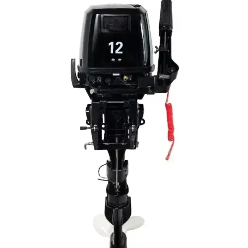 12HP 2 Stroke Outboard Boat Engine for Boat 169cc Drainage Capacity Gasoline Outboard Motor Manual Start Tiller Control