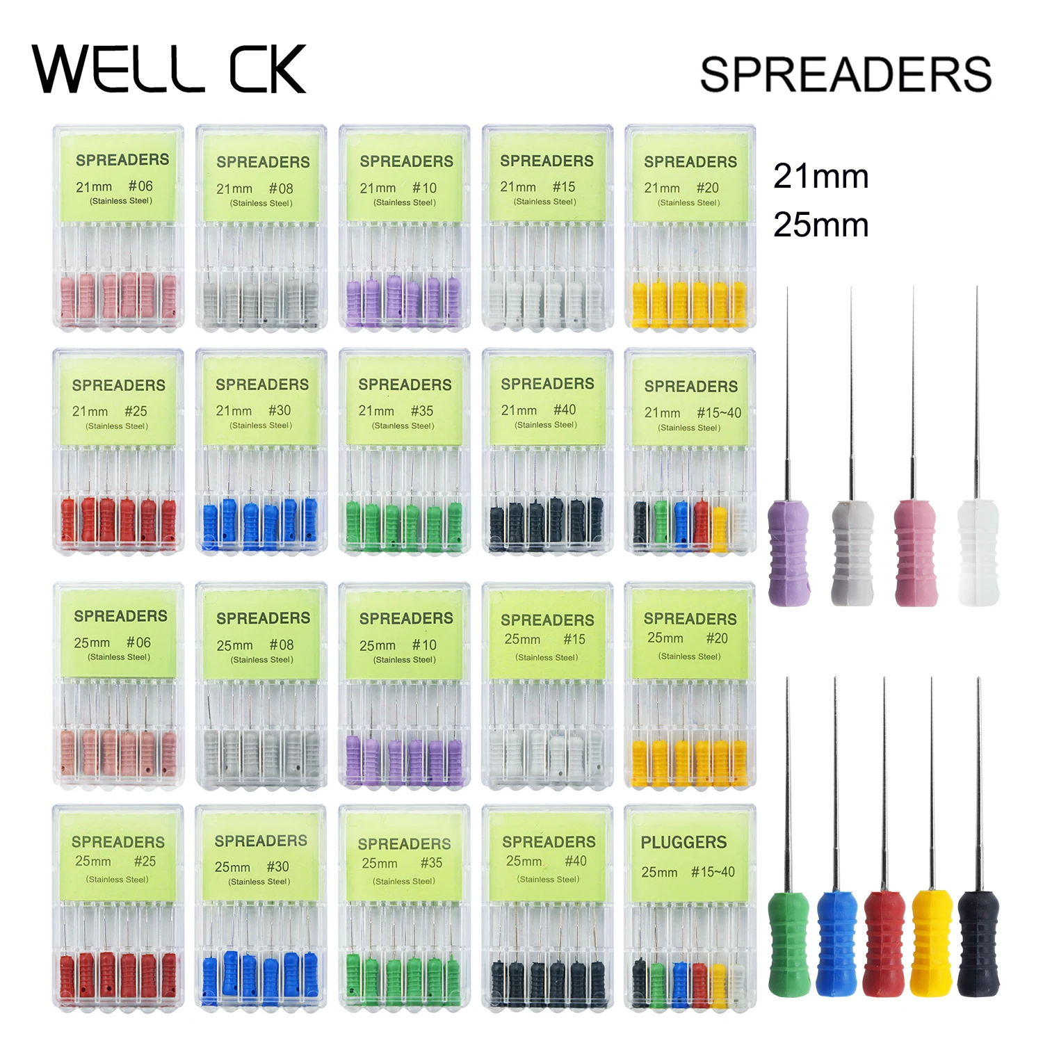 6 sztuk/pudło Dental Finger Spreaders File ręczne stosowanie pilniki endodontyczne ze stali nierdzewnej 21mm/25mm wiertła endodontyczne dentystyczne