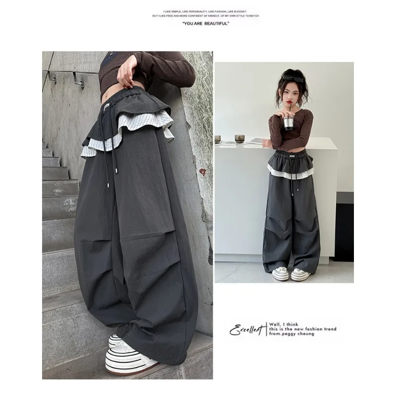 Gerade Hosen für Kinder und Mädchen von UNITIM, 4–14 Jahre, Patchwork-Hosen für Kinder und Mädchen, lockere, lässige Hosen für junge Teenager, Mädchen mit weitem Bein – Detail 16