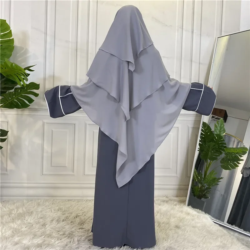 3-warstwowy Khimar z nikabem Odzież islamska Długi krawat na plecach Modlitwa Natychmiastowe Hidżaby Eid Ramadan Nakrycie głowy z kapturem Turcja Arab