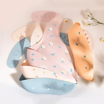 INS Baby Bibs BPA Free Waterproof Soft Silicone Saliva Solid Dripping Banana Bib Cartoon Print Flower Adjustable Lunch Aprons 1