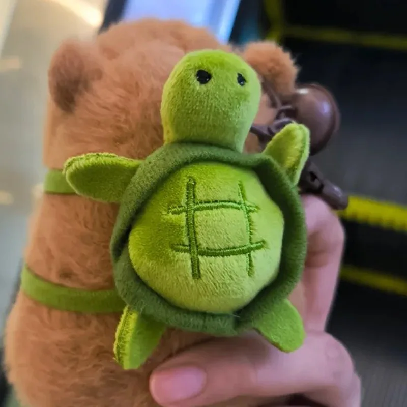 Grüner kleiner Schildkröten-Rucksack für Kapibala-Rückendekorationen, niedlicher Plüsch-Rucksack mit kleinen Schildkröten, Puppen-Dekorationstasche