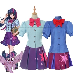 Anime Little Pony Twilight Sparkle Cosplay Costume Wig Princess Skirt Uniform Suit Outfit Hallowen Party Girls Kids Cosplay Suit