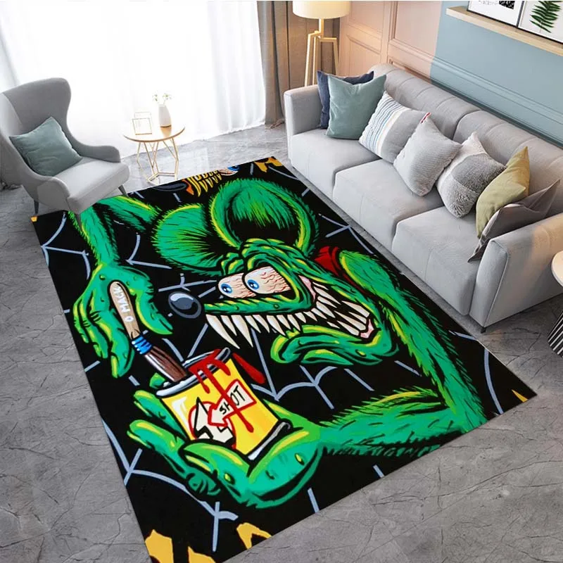 Fairy Tales of Rat Fink Carpets for Living Room Non-slip Bedroom Carpet Soft Yoga Floor Mat Play Mats Birthday Gift Area Rug