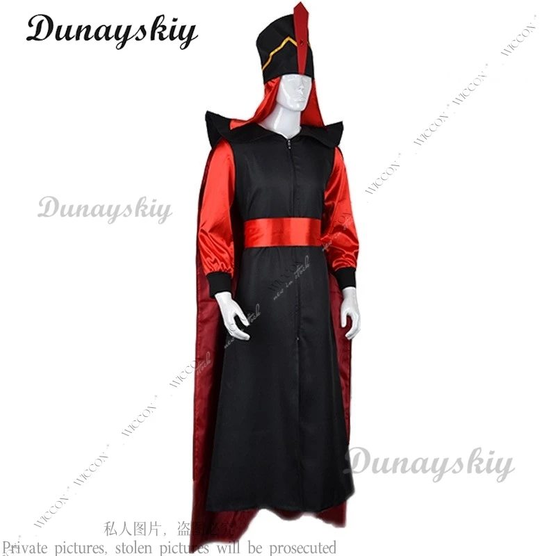 

Jafar Cosplay Costume Aldult Man Woman The Arabian Nights Aladdin Halloween Wizard Clothes Suit Hat Stage Costume Role Play