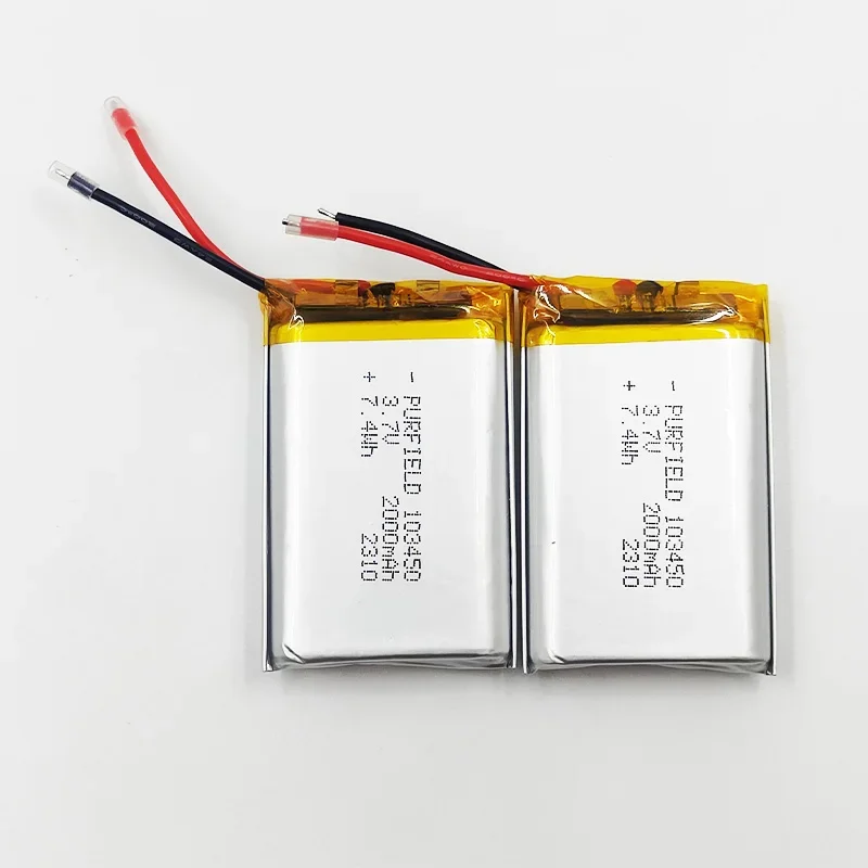 Bateria recarregável de polímero de lítio 3.7V 2000mAh para bateria eletrônica de banco de potência 103450 baterias de polímero de lítio