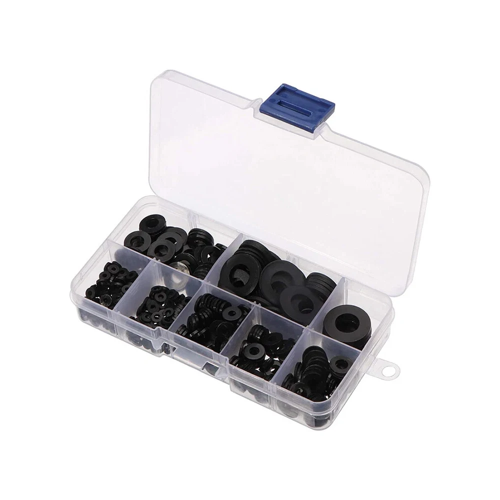 500 Stück flache Unterlegscheiben, Nylon-Gummiringe, einfaches Reparaturdichtungs-Sortiment, M2-M10-Set, selbstspannendes Design – Detail 2