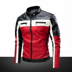 2026 Men Autumn Jacket Bomber Biker Zipper Motorcycle Faux Fur Coat Male Fleece Pilot Vintage Black Red Brown PU Leather Jacket