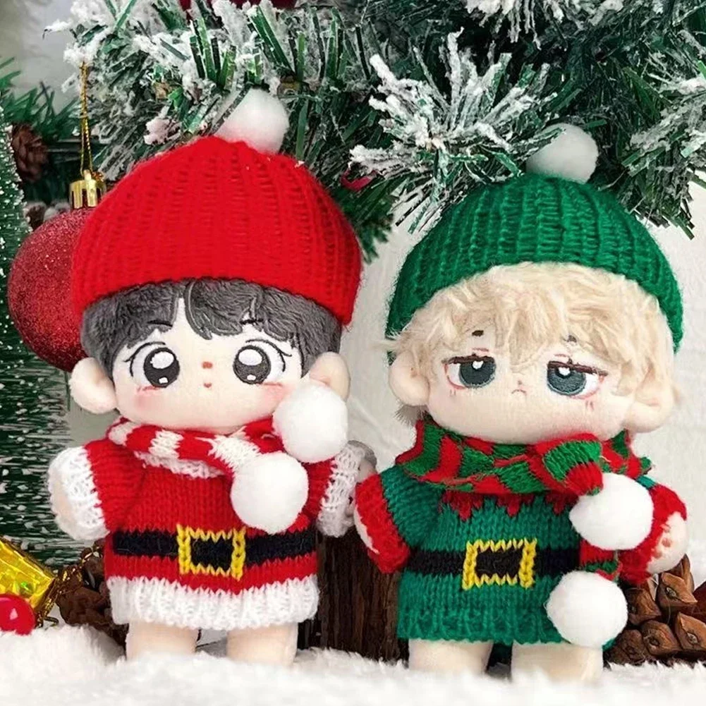 17 cm Mini Puppe Kleidung Outfit Zubehör Für Korea Kpop Exo Labubu Idol V1 V2 Weihnachten Pullover Schal Hut Set kleidung Geschenk